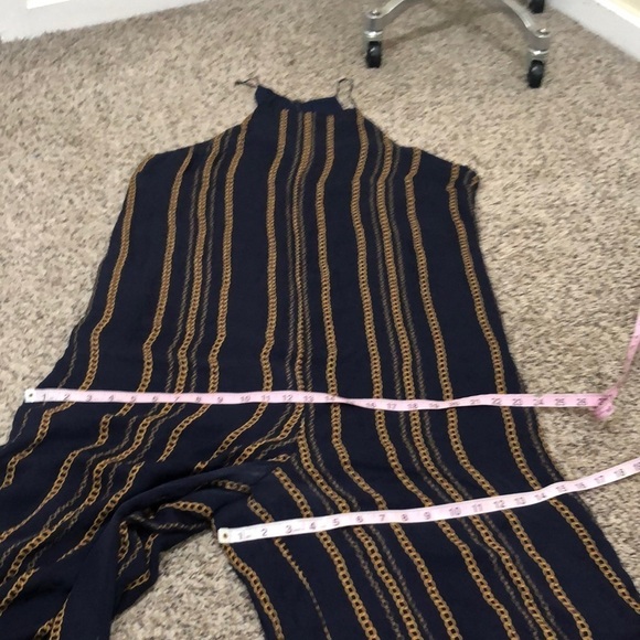NICHOLAS Samira Wide Leg Cropped Jumpsuit Size US 16 Navy Blue Silk Chain Print - Picture 11 of 12